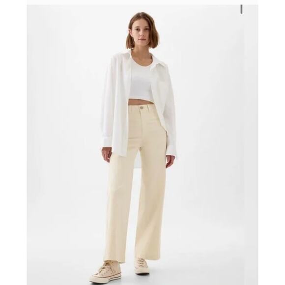 GAP High Rise Stride Ankle Pants Light Cream Size 2 - Picture 1 of 6